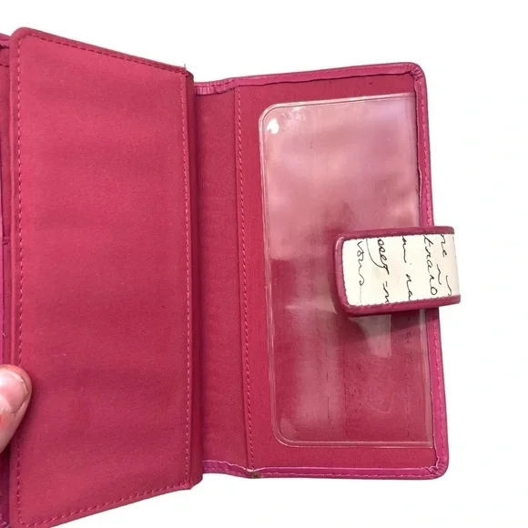 Fossil creamy white pink heart valentines love wallet RARE